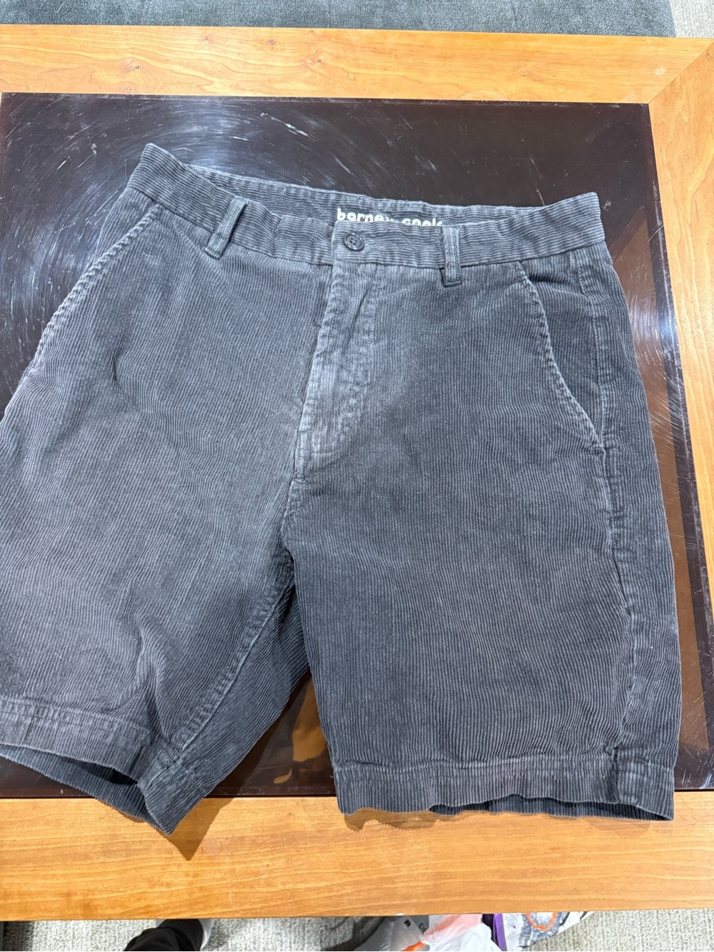 Barney Cools Men's Charcoal Corduroy Flat-Front Shorts